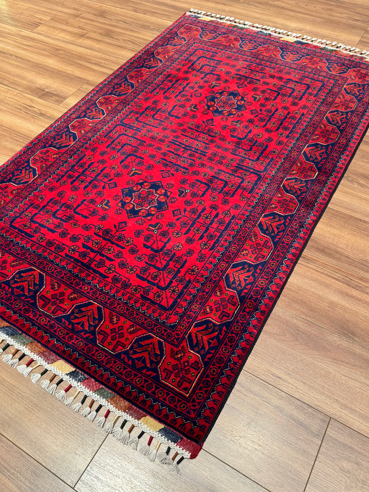 Afghan Rug Hamyap Original Handwoven Root Dyed Wool 0.99x160 1.58 Square Meters - 3x5 ft 