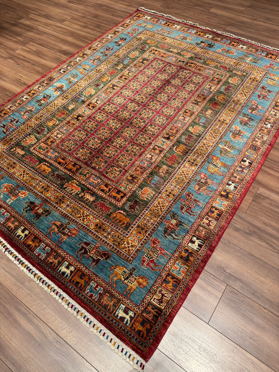 Pazırık Orijinal El Dokuması Multi Kök Boya Yün Halı 175x240 4.20 Metrekare - 5x8 ft