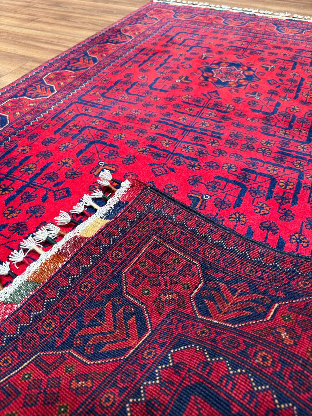 Afghan Rug Hamyap Original Handwoven Root Dyed Wool 0.99x160 1.58 Square Meters - 3x5 ft 