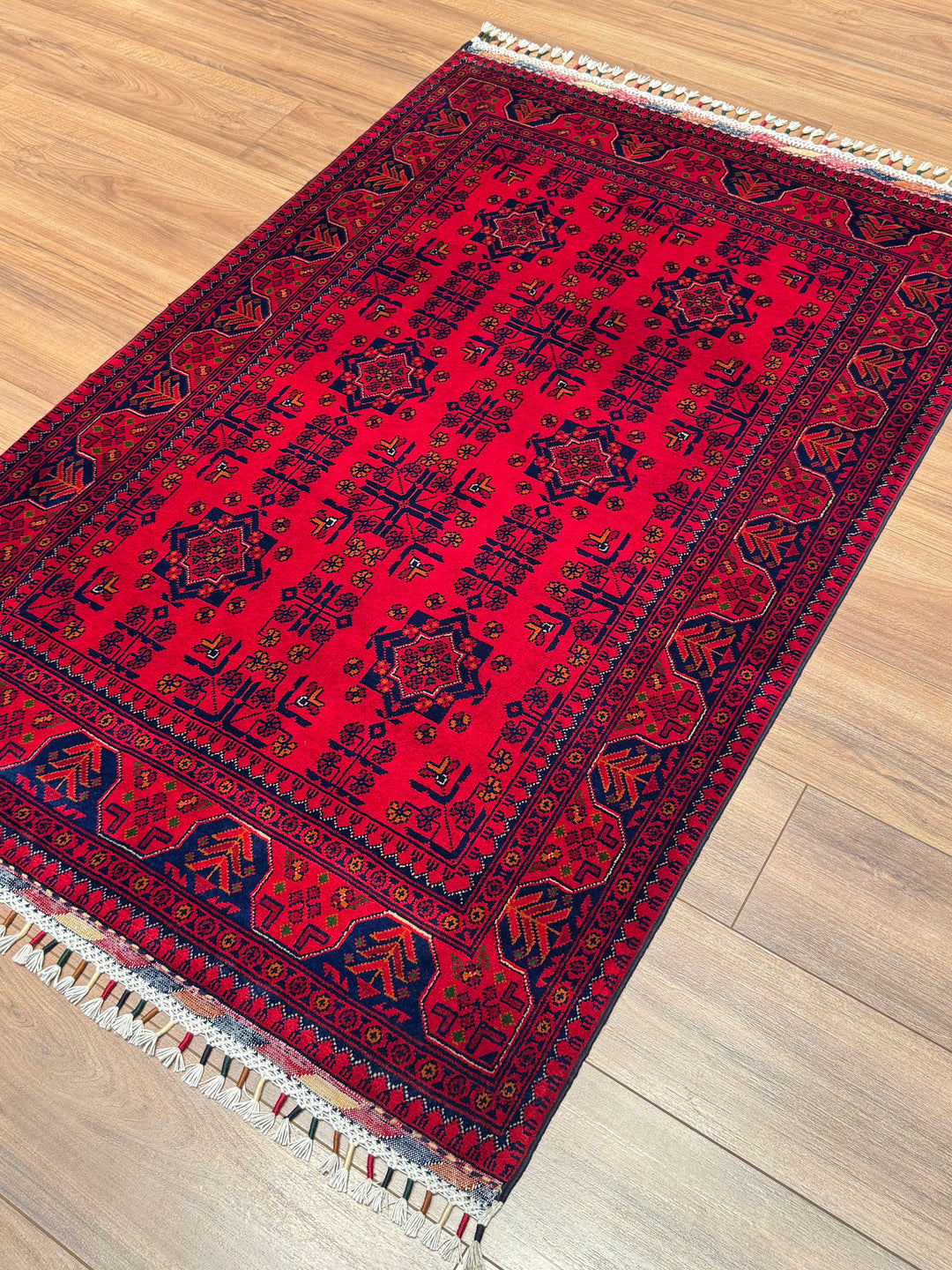 Afghan Rug Hamyap Original Handwoven Root Dyed Wool 104x156 cm 1.62 Square Meters - 3x5 ft 