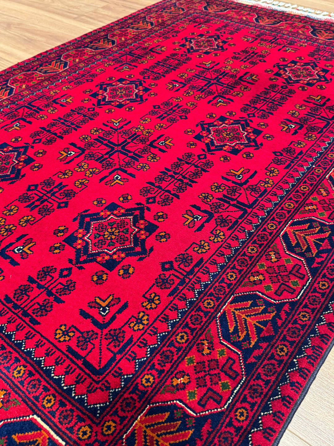 Afghan Rug Hamyap Original Handwoven Root Dyed Wool 104x156 cm 1.62 Square Meters - 3x5 ft 