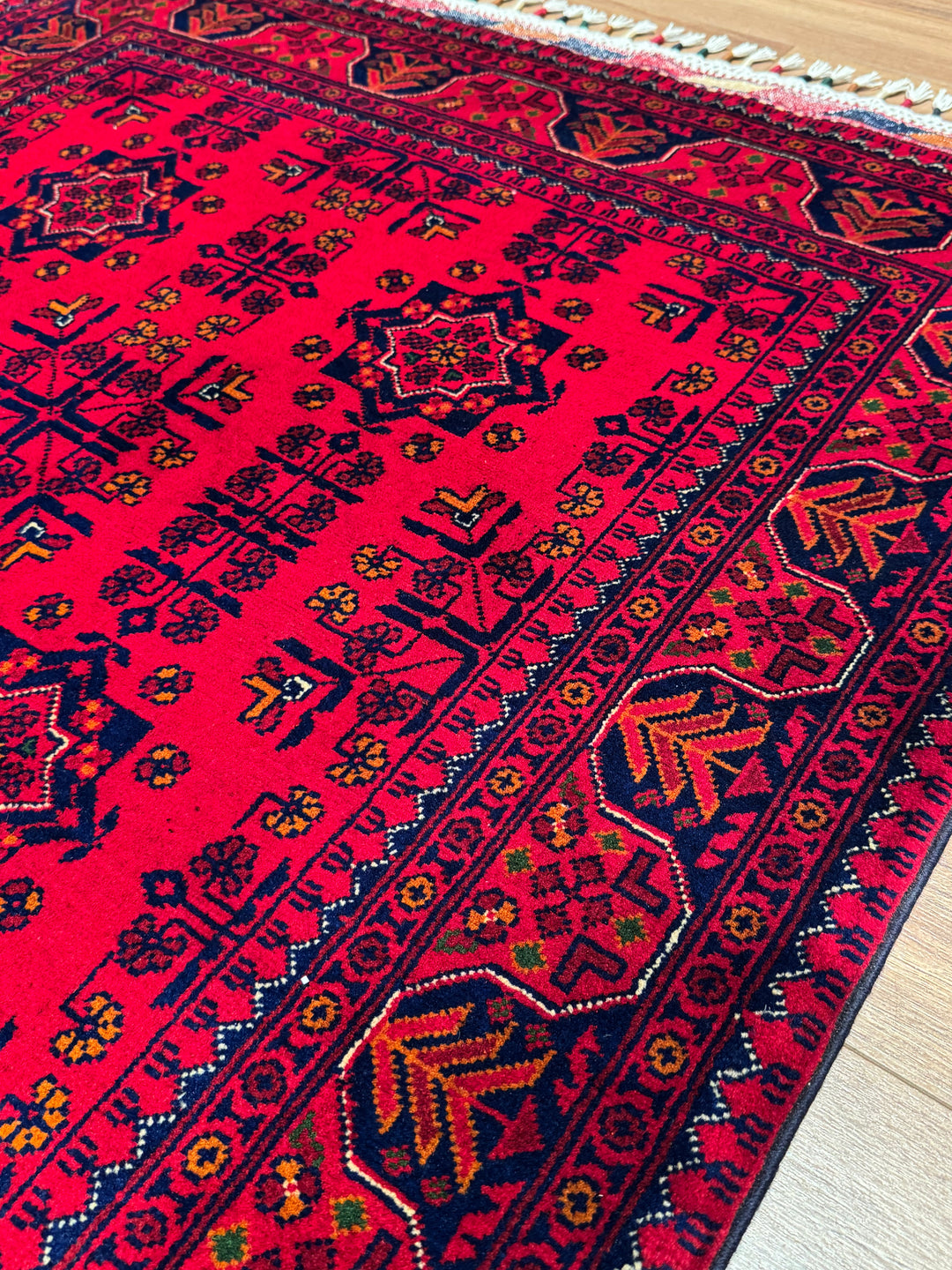 Afghan Rug Hamyap Original Handwoven Root Dyed Wool 104x156 cm 1.62 Square Meters - 3x5 ft 