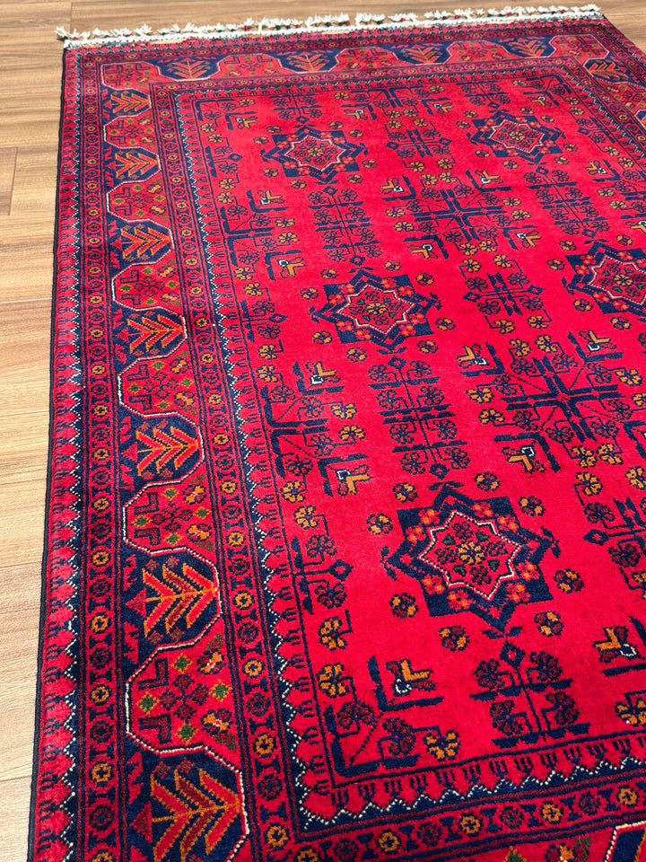 Afghan Rug Hamyap Original Handwoven Root Dyed Wool 104x156 cm 1.62 Square Meters - 3x5 ft 