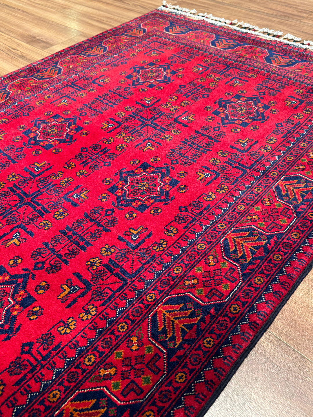 Afghan Rug Hamyap Original Handwoven Root Dyed Wool 104x156 cm 1.62 Square Meters - 3x5 ft 