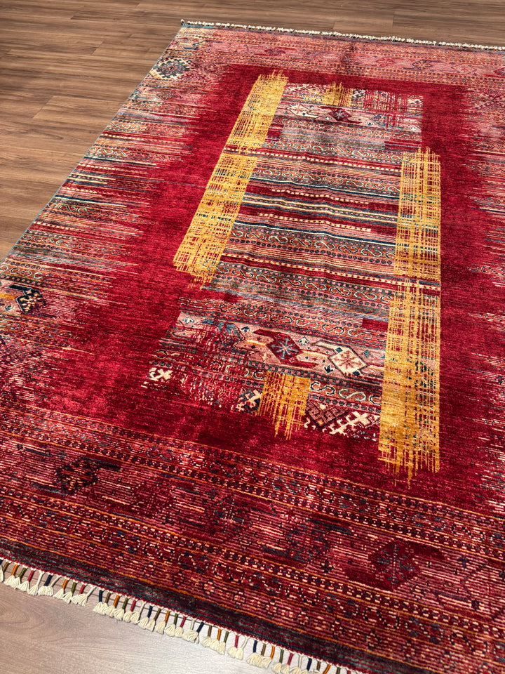 Khorjin Orijinal El Dokuması Kırmızı Kök Boya Yün Halı 169x249 4.21 Metrekare - 5x7 ft