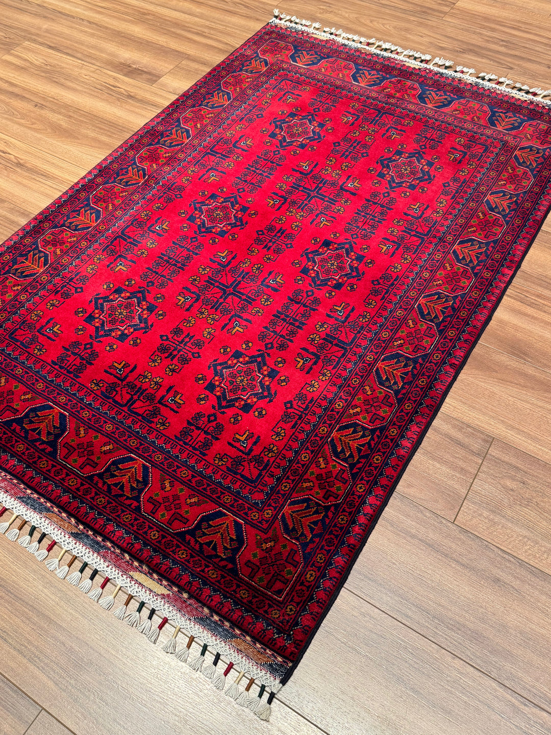 Afghan Rug Hamyap Original Handwoven Root Dyed Wool 104x156 cm 1.62 Square Meters - 3x5 ft 