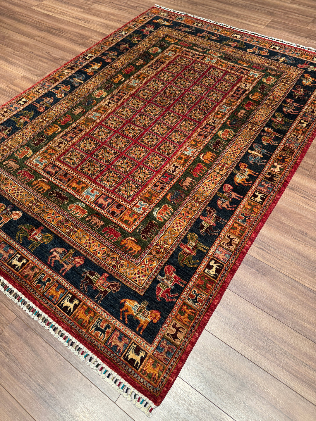 Pazırık Orijinal El Dokuması Multi Kök Boya Yün Halı 178x246 4.36 Metrekare - 5x8 ft