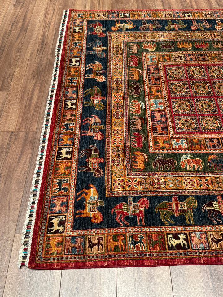 Pazırık Orijinal El Dokuması Multi Kök Boya Yün Halı 178x246 4.36 Metrekare - 5x8 ft