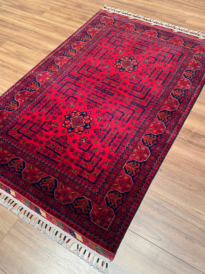 Afghan Rug Hamyap Original Handwoven Root Dyed Wool 103x157 cm (1.62 square meters) - 3x5 ft 