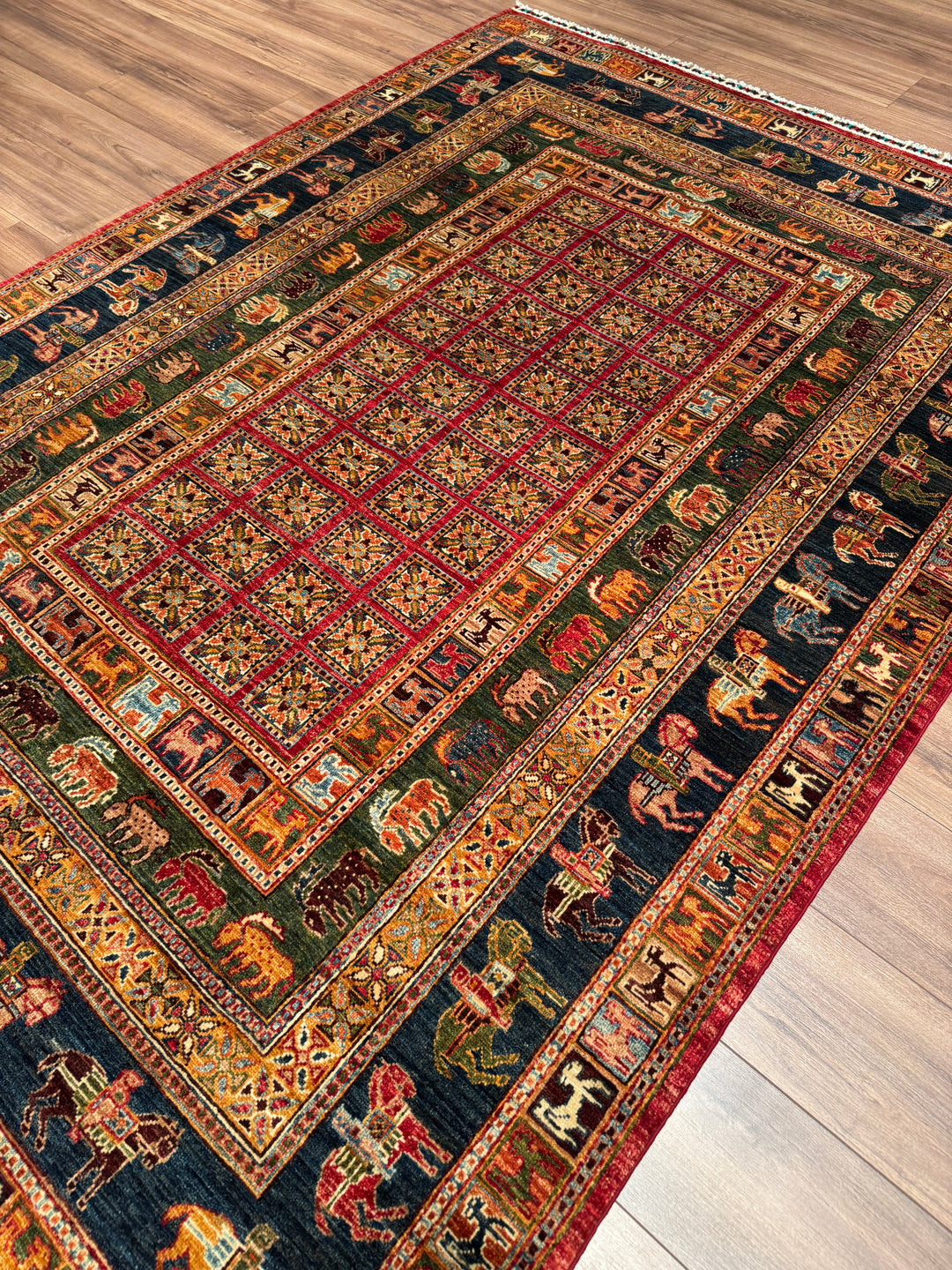 Pazırık Orijinal El Dokuması Multi Kök Boya Yün Halı 178x246 4.36 Metrekare - 5x8 ft