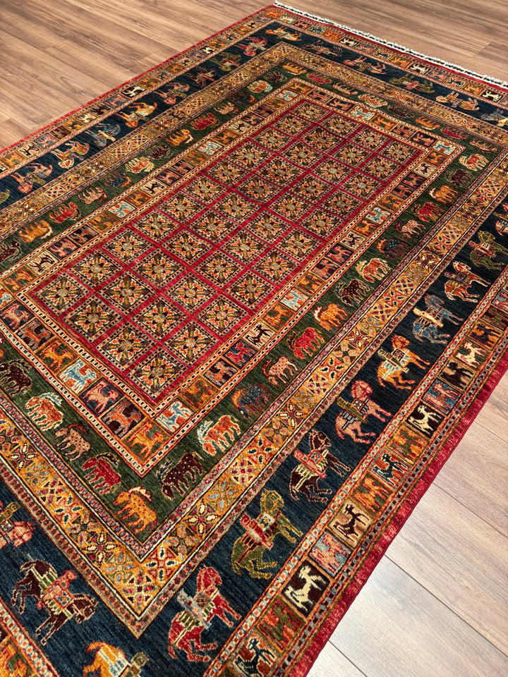 Pazırık Orijinal El Dokuması Multi Kök Boya Yün Halı 178x246 4.36 Metrekare - 5x8 ft