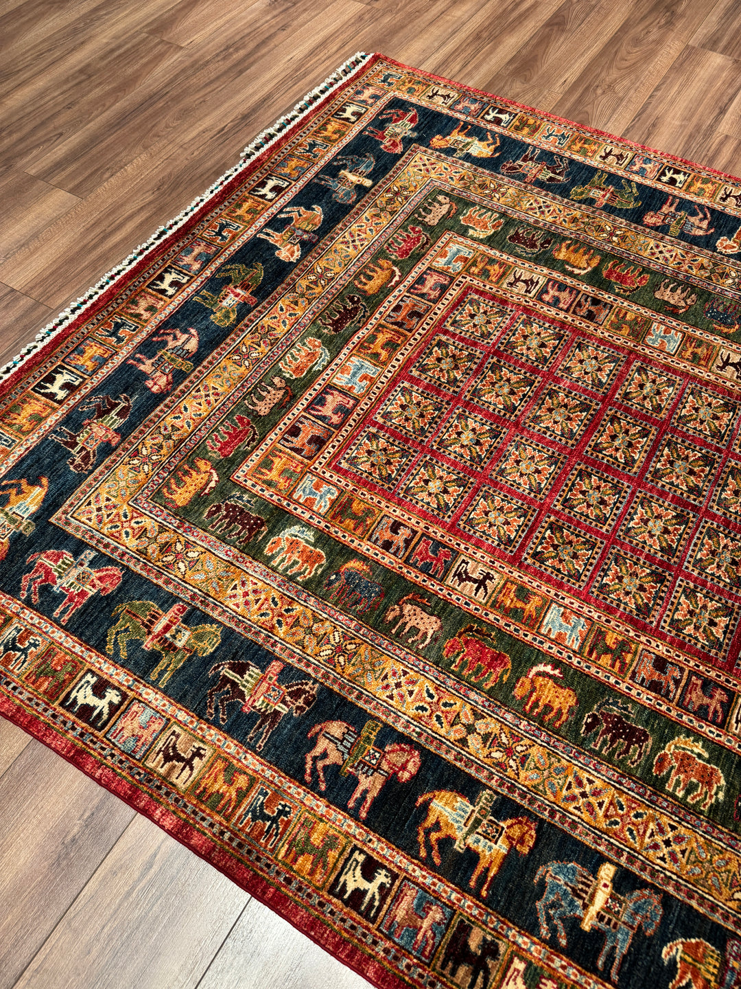 Pazırık Orijinal El Dokuması Multi Kök Boya Yün Halı 178x246 4.36 Metrekare - 5x8 ft