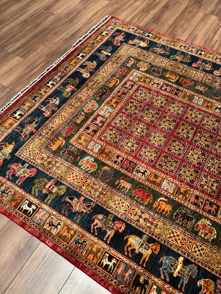 Pazırık Orijinal El Dokuması Multi Kök Boya Yün Halı 178x246 4.36 Metrekare - 5x8 ft