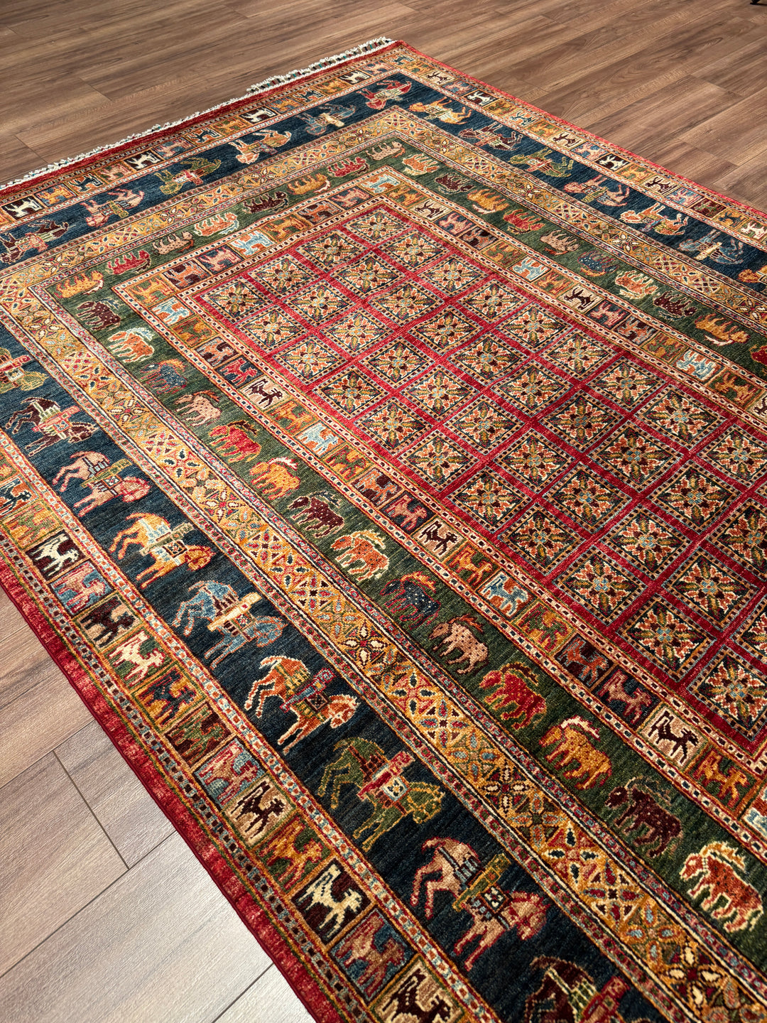 Pazırık Orijinal El Dokuması Multi Kök Boya Yün Halı 178x246 4.36 Metrekare - 5x8 ft