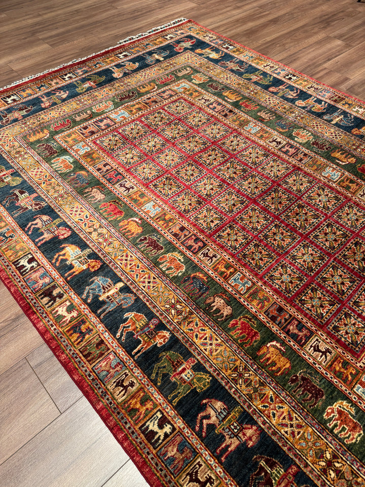 Pazırık Orijinal El Dokuması Multi Kök Boya Yün Halı 178x246 4.36 Metrekare - 5x8 ft