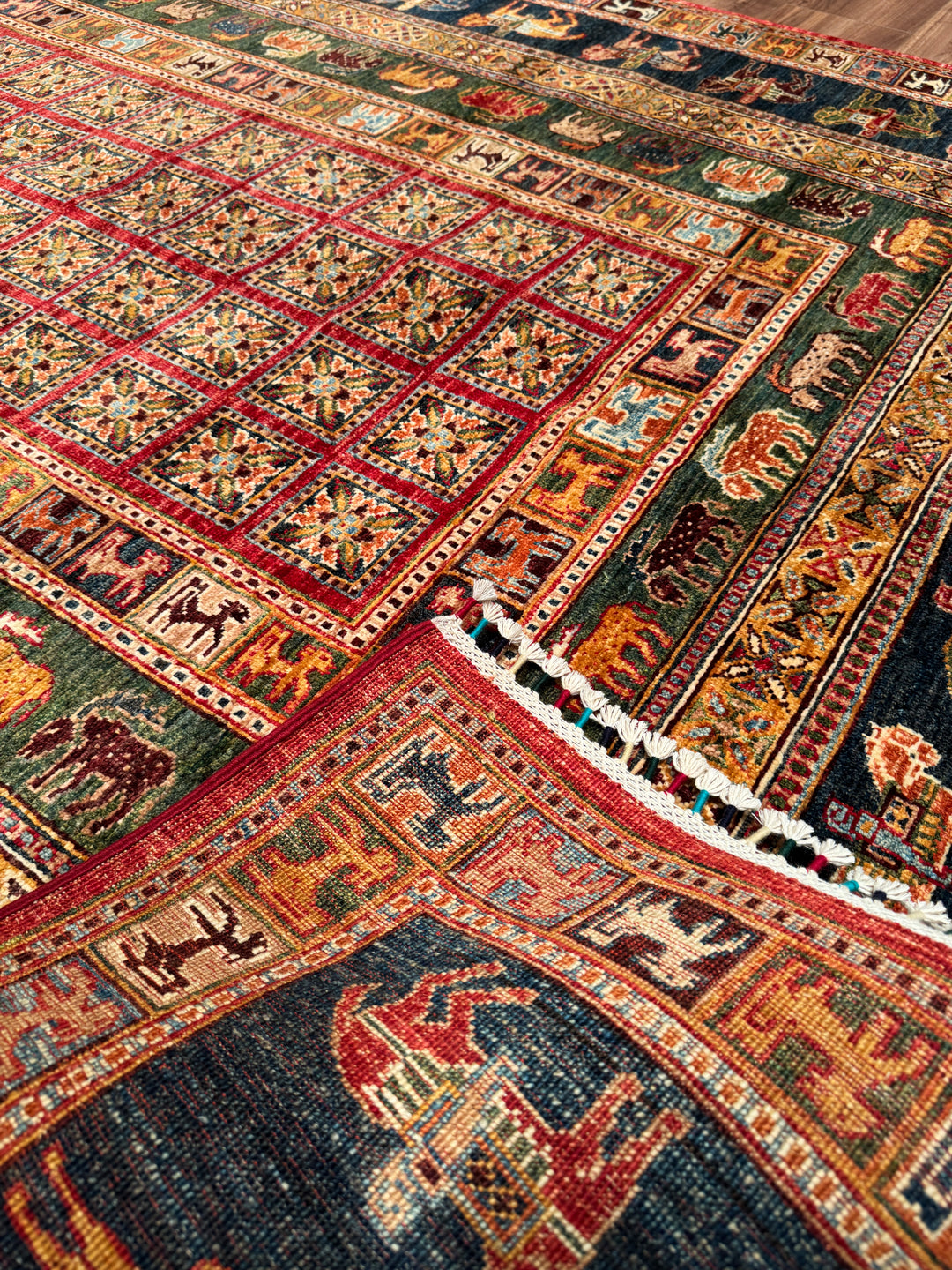 Pazırık Orijinal El Dokuması Multi Kök Boya Yün Halı 178x246 4.36 Metrekare - 5x8 ft