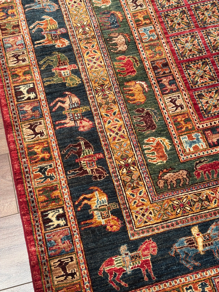 Pazırık Orijinal El Dokuması Multi Kök Boya Yün Halı 178x246 4.36 Metrekare - 5x8 ft