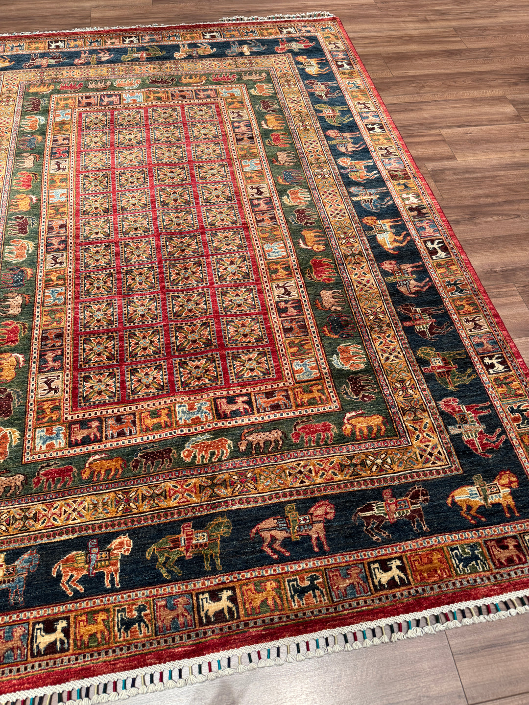 Pazırık Orijinal El Dokuması Multi Kök Boya Yün Halı 178x246 4.36 Metrekare - 5x8 ft