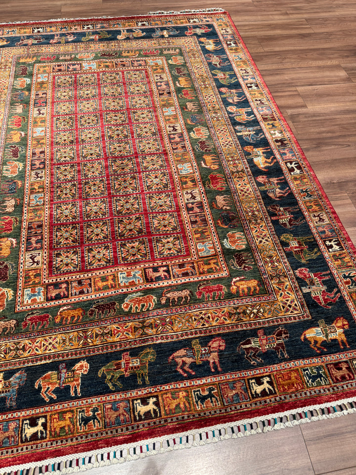 Pazırık Orijinal El Dokuması Multi Kök Boya Yün Halı 178x246 4.36 Metrekare - 5x8 ft