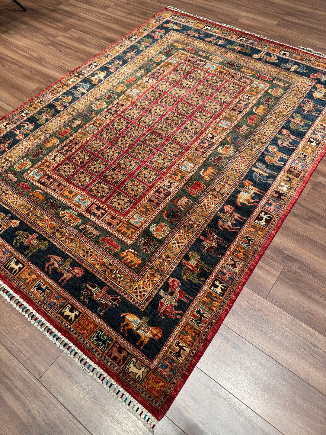 Pazırık Orijinal El Dokuması Multi Kök Boya Yün Halı 178x246 4.36 Metrekare - 5x8 ft