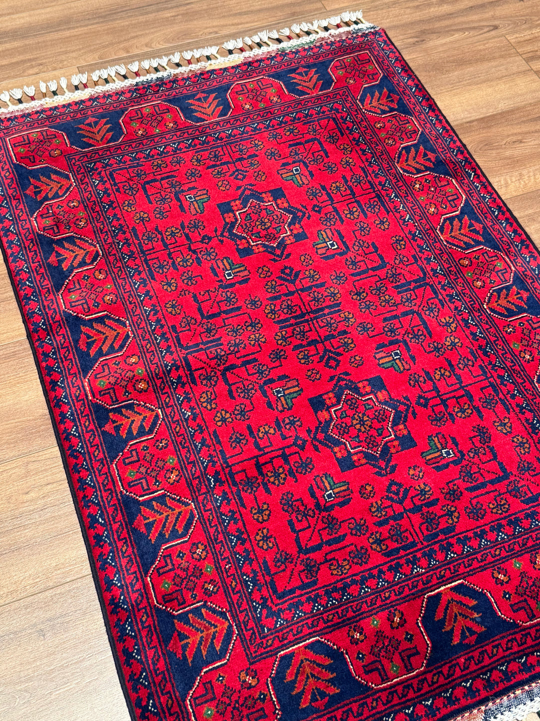 Afgan Halısı Hamyap Orijinal El Dokuması Kök Boya Yün 0.78x107 0.83 Metrekare - 3x5 ft