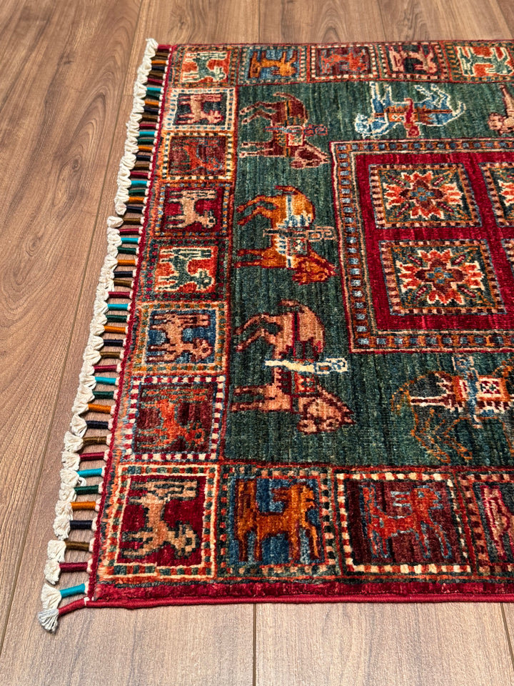 Pazyryk Original Handwoven Multi-Dye Wool Rug 0.86x123 cm (1.06 square meters) - 3x4 ft 