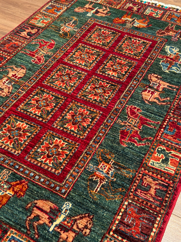 Pazyryk Original Handwoven Multi-Dye Wool Rug 0.86x123 cm (1.06 square meters) - 3x4 ft 