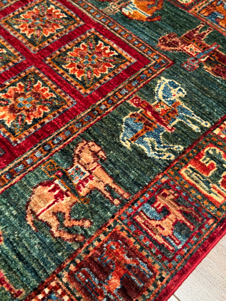 Pazyryk Original Handwoven Multi-Dye Wool Rug 0.86x123 cm (1.06 square meters) - 3x4 ft 