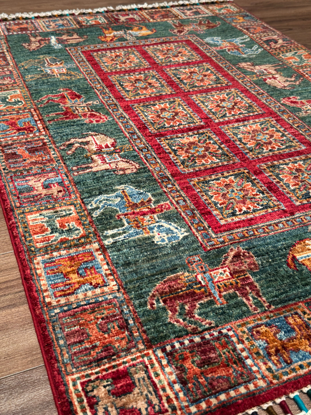 Pazyryk Original Handwoven Multi-Dye Wool Rug 0.86x123 cm (1.06 square meters) - 3x4 ft 