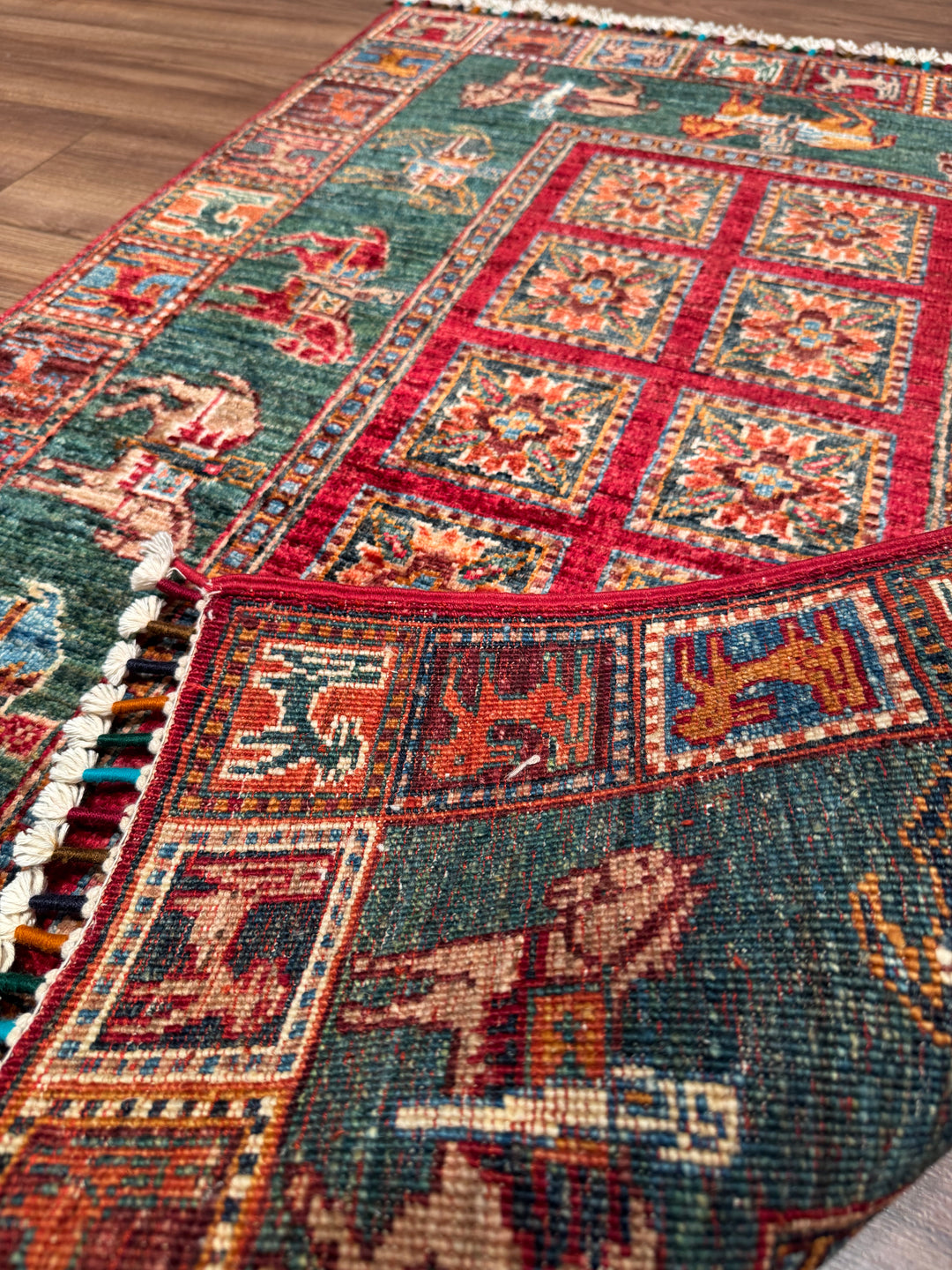 Pazyryk Original Handwoven Multi-Dye Wool Rug 0.86x123 cm (1.06 square meters) - 3x4 ft 