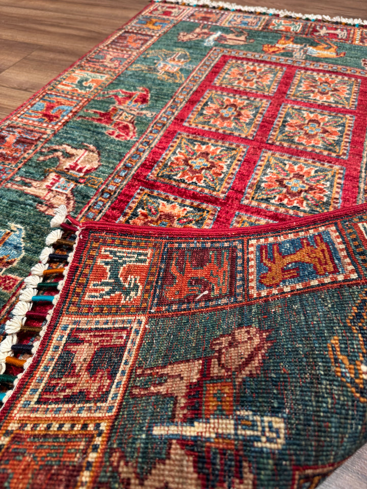 Pazyryk Original Handwoven Multi-Dye Wool Rug 0.86x123 cm (1.06 square meters) - 3x4 ft 