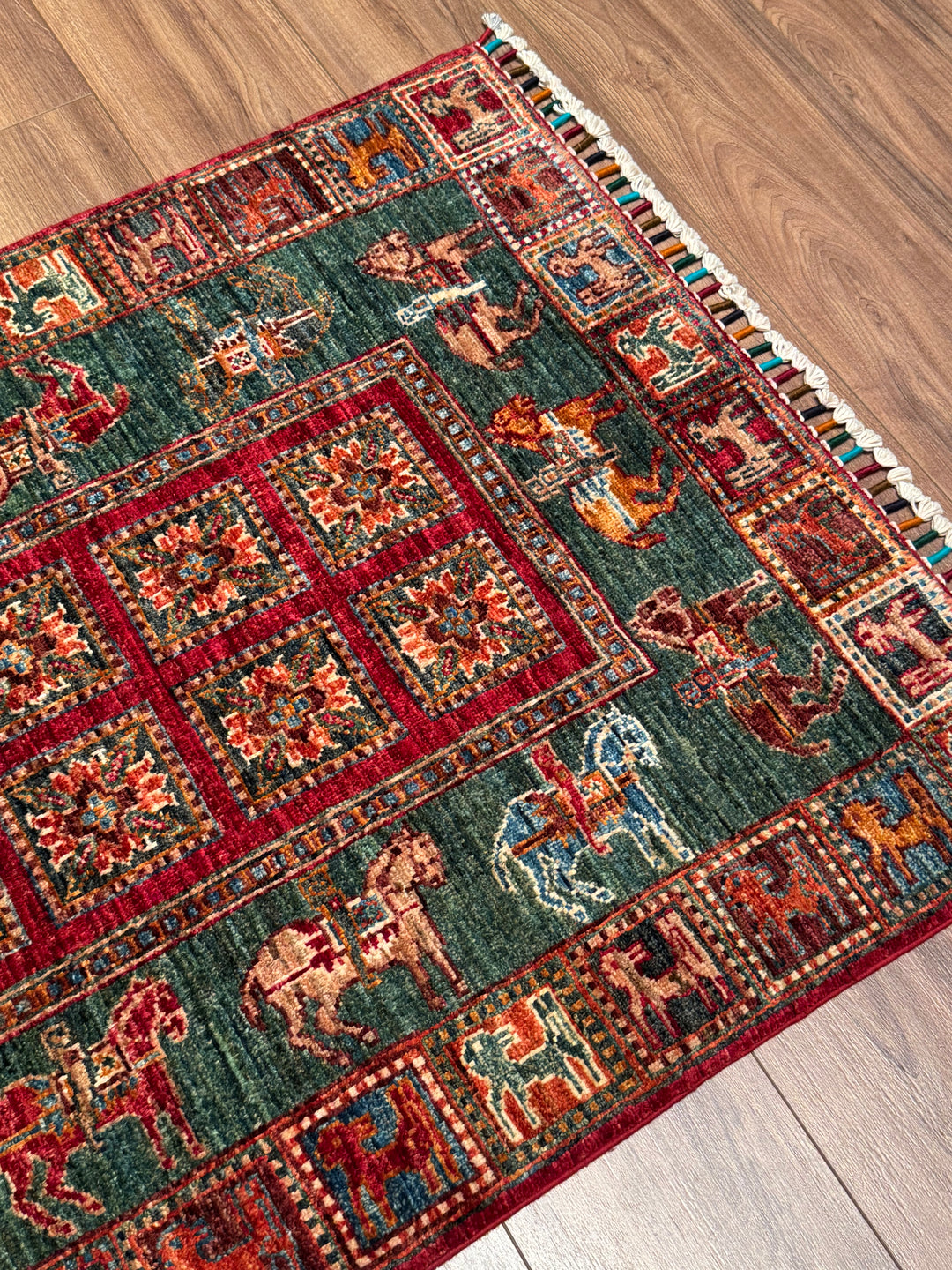 Pazyryk Original Handwoven Multi-Dye Wool Rug 0.86x123 cm (1.06 square meters) - 3x4 ft 