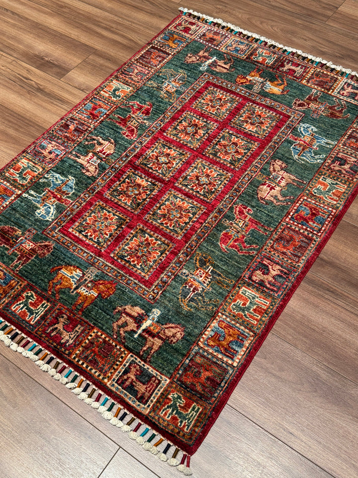 Pazyryk Original Handwoven Multi-Dye Wool Rug 0.86x123 cm (1.06 square meters) - 3x4 ft 