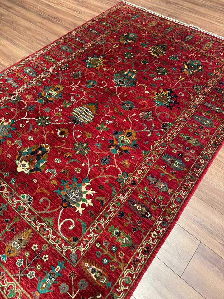 Sultani Binbirgece Orijinal El Dokuması Kırmızı Kök Boya Yün Halı 171x245 4.19 Metrekare - 5x8 ft