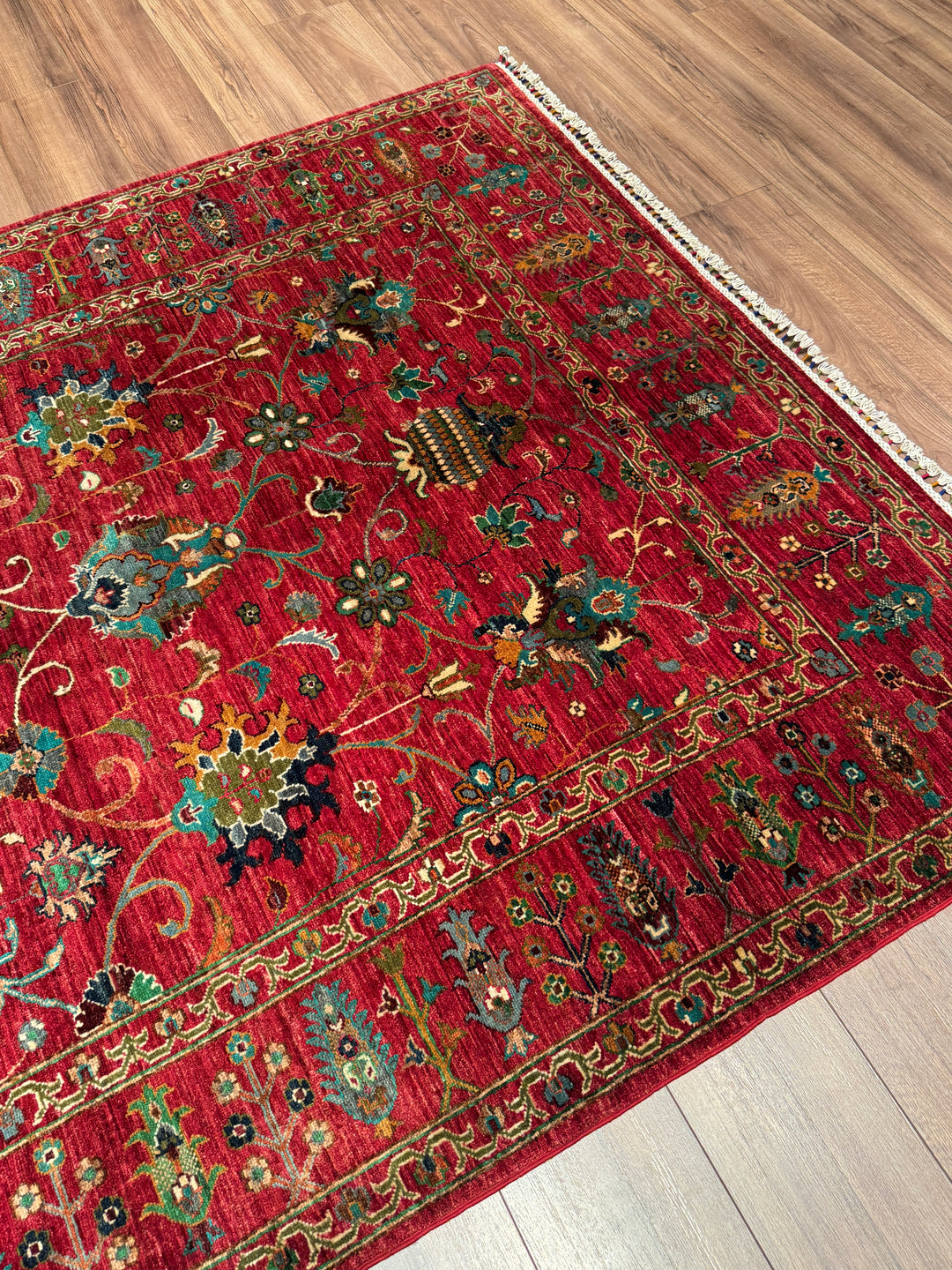Sultani Binbirgece Orijinal El Dokuması Kırmızı Kök Boya Yün Halı 171x245 4.19 Metrekare - 5x8 ft