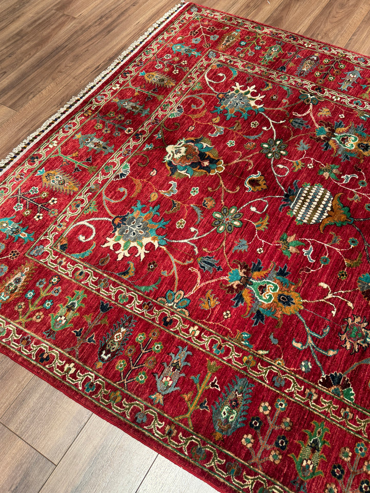 Sultani Binbirgece Orijinal El Dokuması Kırmızı Kök Boya Yün Halı 171x245 4.19 Metrekare - 5x8 ft