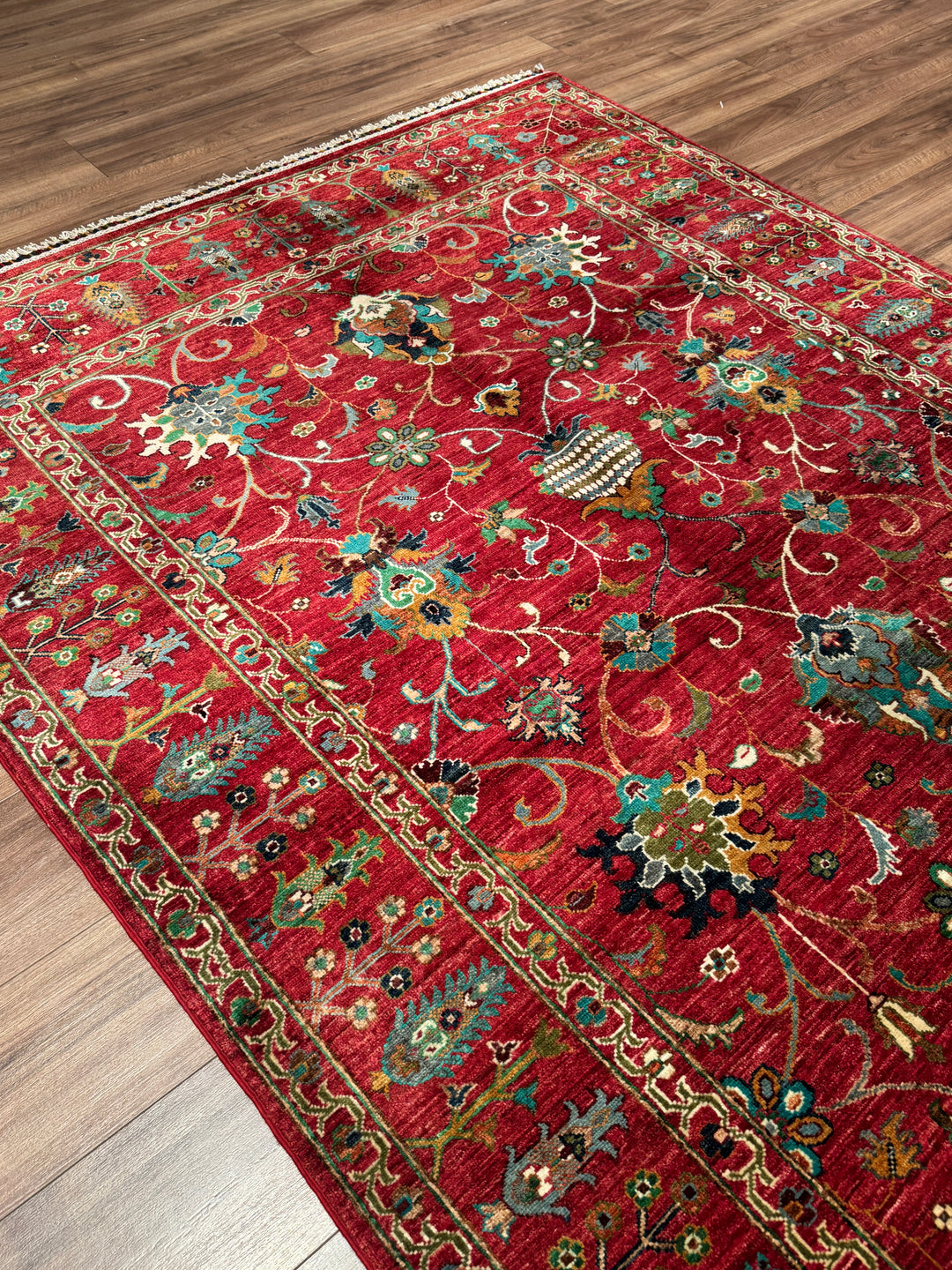 Sultani Binbirgece Orijinal El Dokuması Kırmızı Kök Boya Yün Halı 171x245 4.19 Metrekare - 5x8 ft