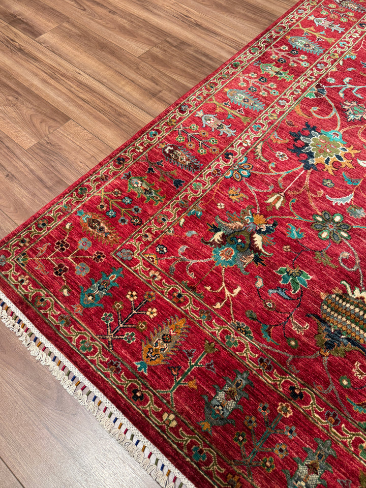 Sultani Binbirgece Orijinal El Dokuması Kırmızı Kök Boya Yün Halı 171x245 4.19 Metrekare - 5x8 ft