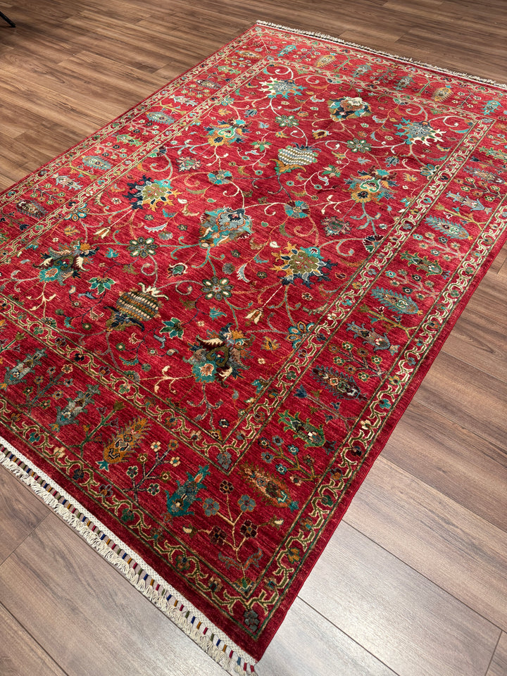 Sultani Binbirgece Orijinal El Dokuması Kırmızı Kök Boya Yün Halı 171x245 4.19 Metrekare - 5x8 ft