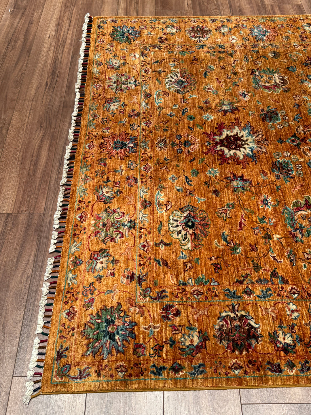 Sultani Binbirgece Orijinal El Dokuması Turuncu Kök Boya Yün Halı 174x243 4.23 Metrekare - 5x8 ft