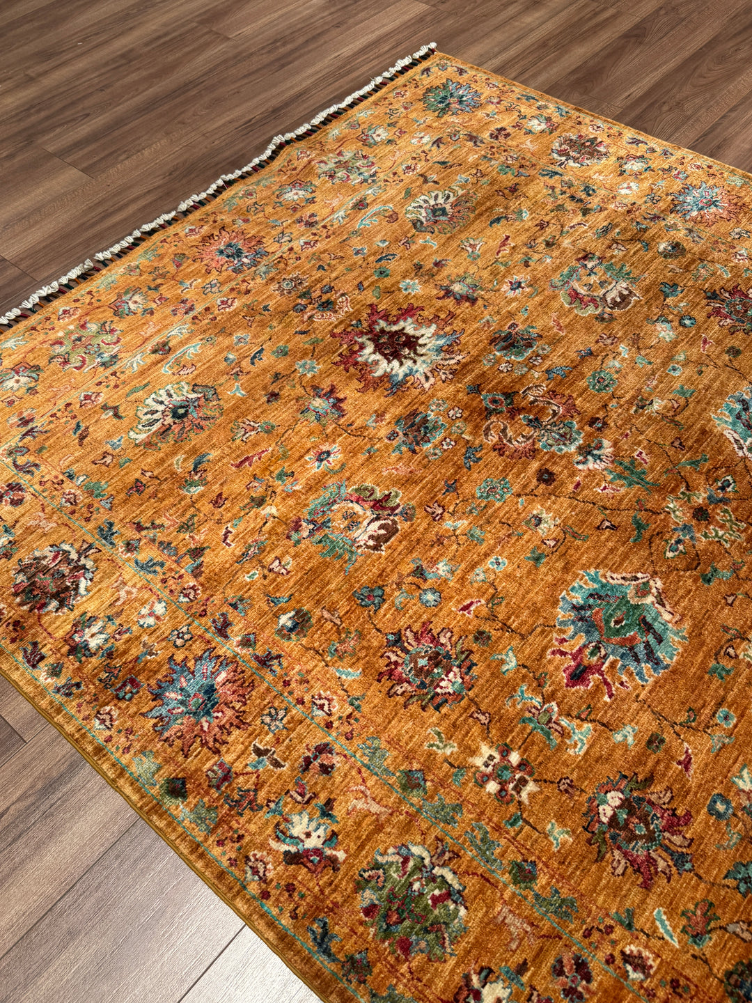 Sultani Binbirgece Orijinal El Dokuması Turuncu Kök Boya Yün Halı 174x243 4.23 Metrekare - 5x8 ft