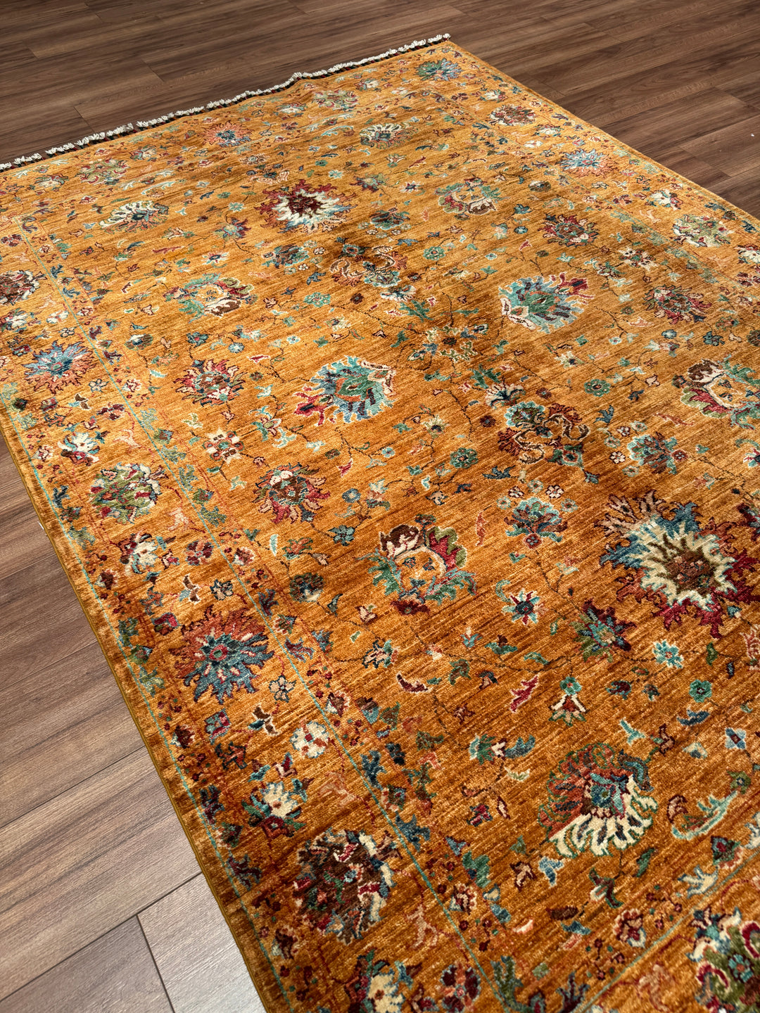 Sultani Binbirgece Orijinal El Dokuması Turuncu Kök Boya Yün Halı 174x243 4.23 Metrekare - 5x8 ft