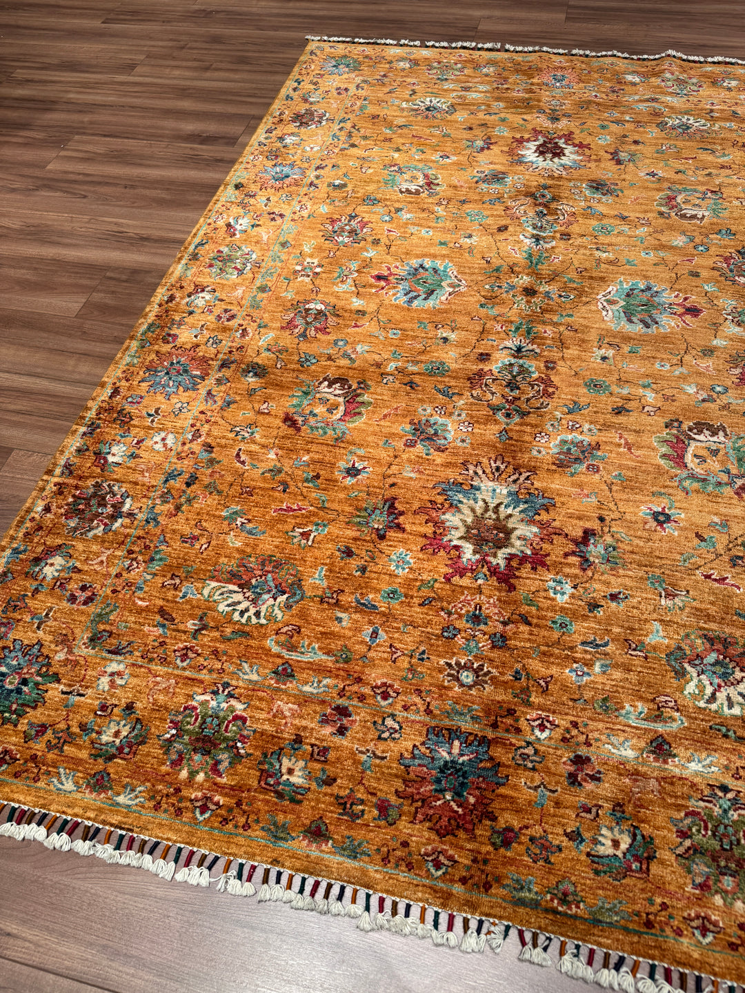 Sultani Binbirgece Orijinal El Dokuması Turuncu Kök Boya Yün Halı 174x243 4.23 Metrekare - 5x8 ft