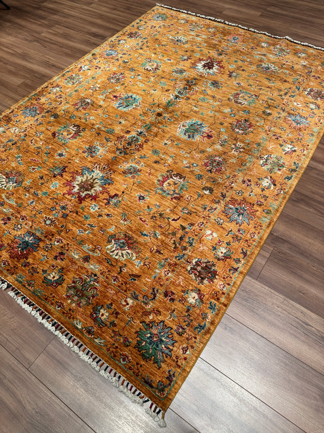 Sultani Binbirgece Orijinal El Dokuması Turuncu Kök Boya Yün Halı 174x243 4.23 Metrekare - 5x8 ft