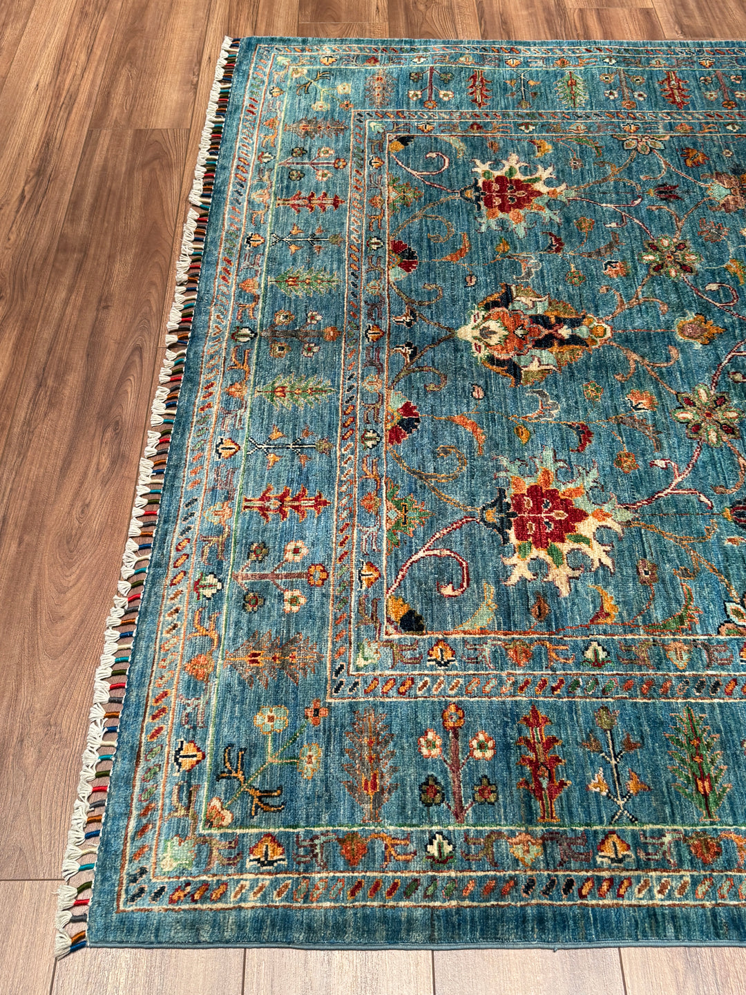 Sultani Binbirgece Orijinal El Dokuması Mavi Kök Boya Yün Halı 175x251 4.39 Metrekare - 5x8 ft