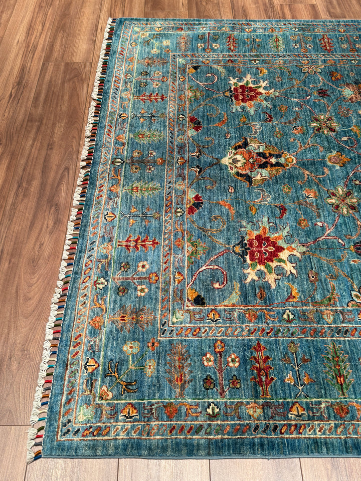 Sultani Binbirgece Orijinal El Dokuması Mavi Kök Boya Yün Halı 175x251 4.39 Metrekare - 5x8 ft