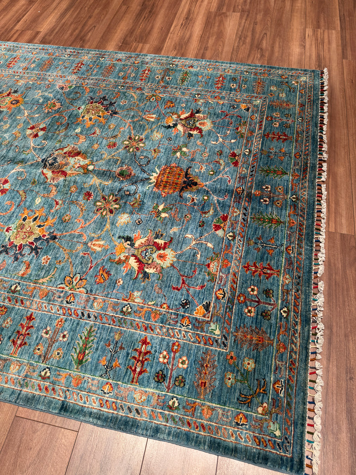 Sultani Binbirgece Orijinal El Dokuması Mavi Kök Boya Yün Halı 175x251 4.39 Metrekare - 5x8 ft