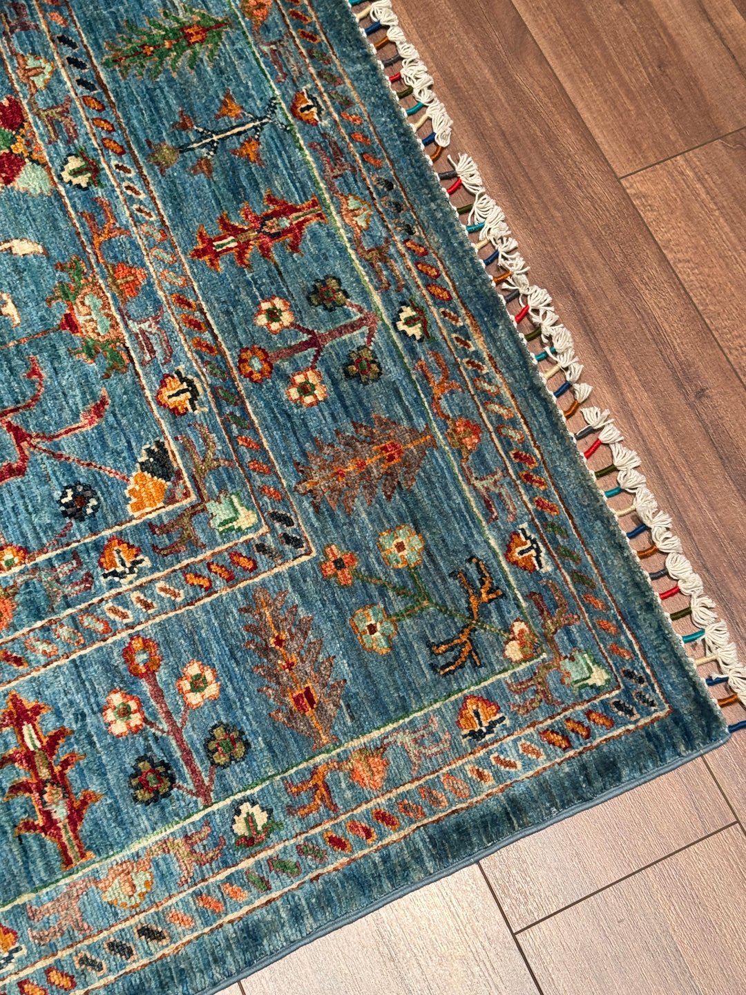 Sultani Binbirgece Orijinal El Dokuması Mavi Kök Boya Yün Halı 175x251 4.39 Metrekare - 5x8 ft