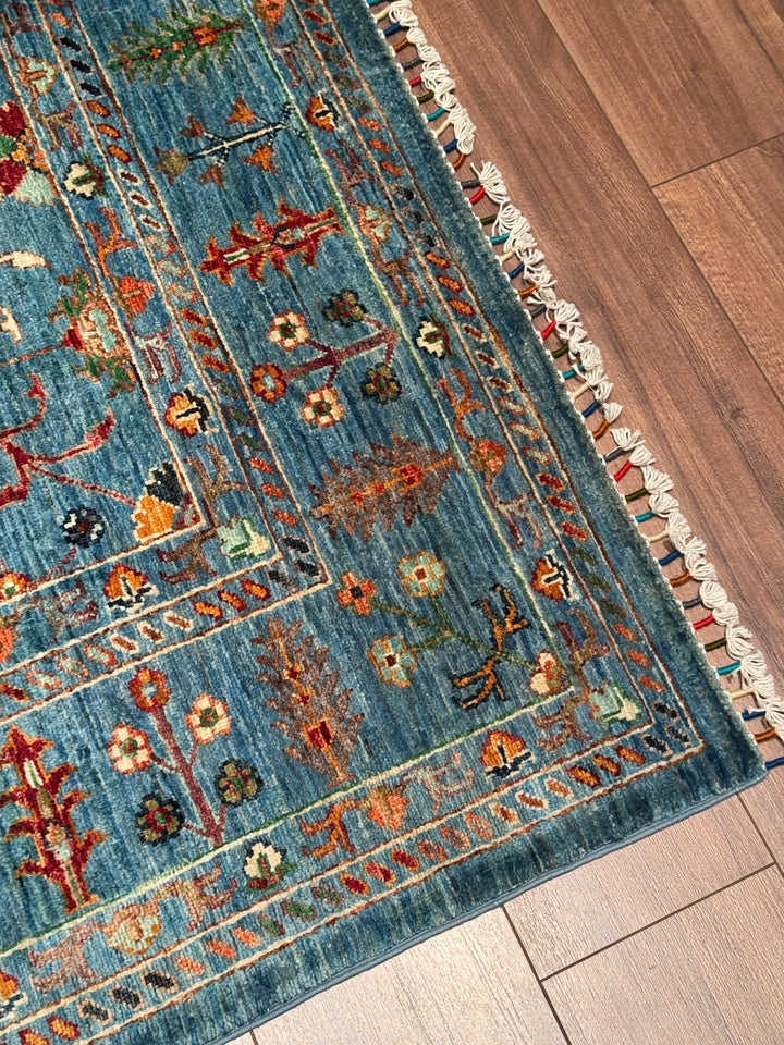 Sultani Binbirgece Orijinal El Dokuması Mavi Kök Boya Yün Halı 175x251 4.39 Metrekare - 5x8 ft