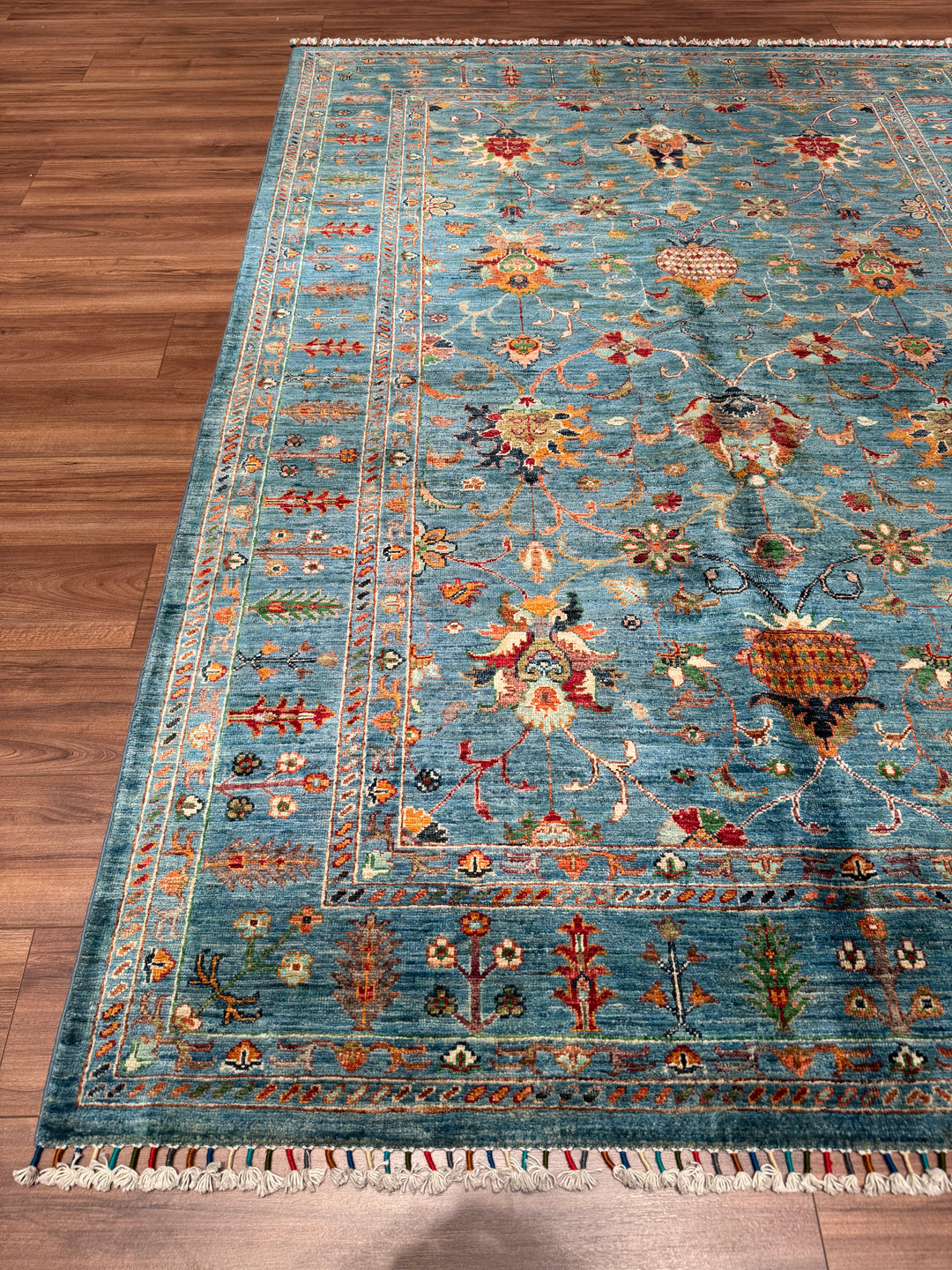 Sultani Binbirgece Orijinal El Dokuması Mavi Kök Boya Yün Halı 175x251 4.39 Metrekare - 5x8 ft